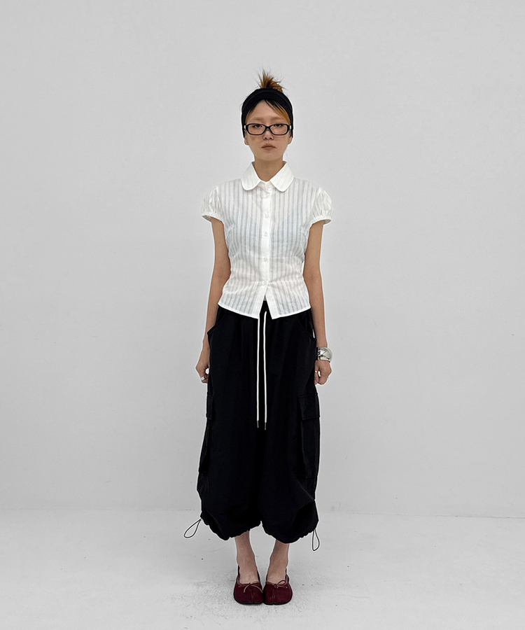 ナイロンカーゴ7分丈パンツ BLACK