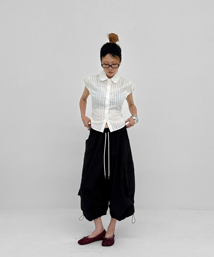 ナイロンカーゴ7分丈パンツ BLACK