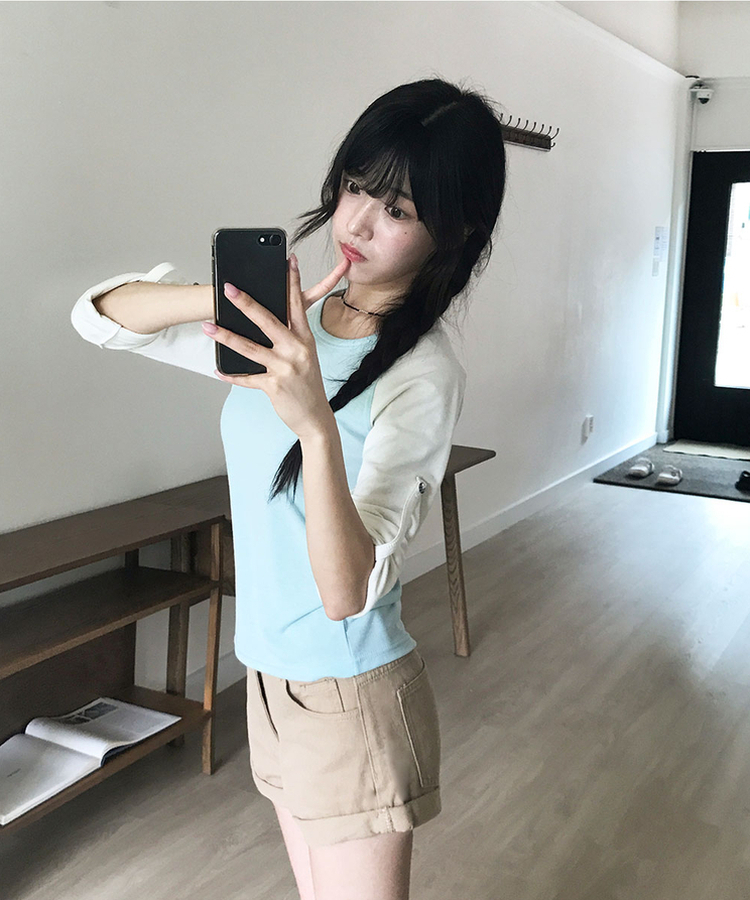 단독특가 셉트 롤업 소매 체크버튼 나그랑 긴팔 티셔츠 소라