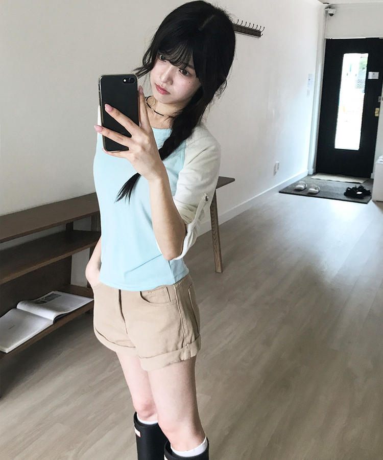 단독특가 셉트 롤업 소매 체크버튼 나그랑 긴팔 티셔츠 소라
