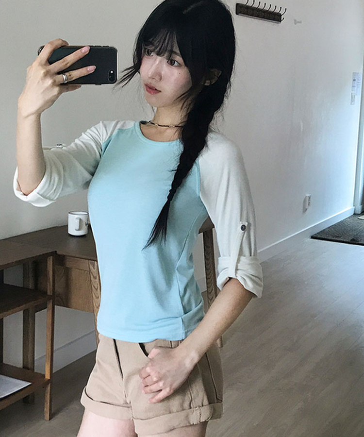 단독특가 셉트 롤업 소매 체크버튼 나그랑 긴팔 티셔츠 소라