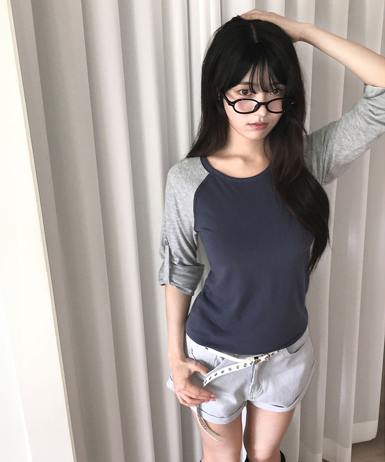 단독특가 셉트 롤업 소매 체크버튼 나그랑 긴팔 티셔츠 곤색