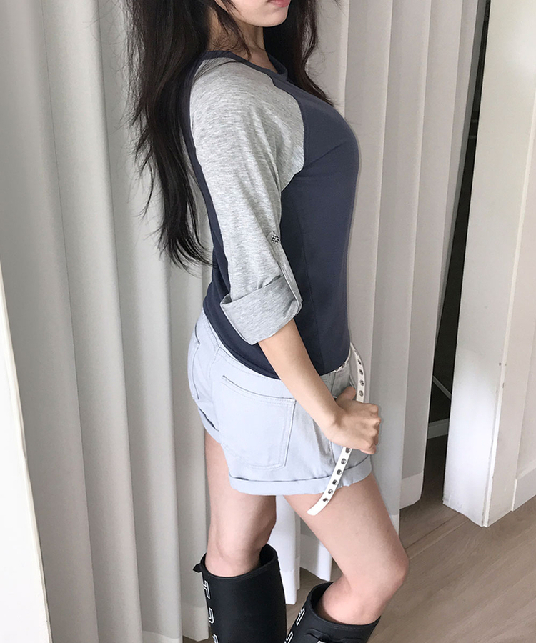 단독특가 셉트 롤업 소매 체크버튼 나그랑 긴팔 티셔츠 곤색