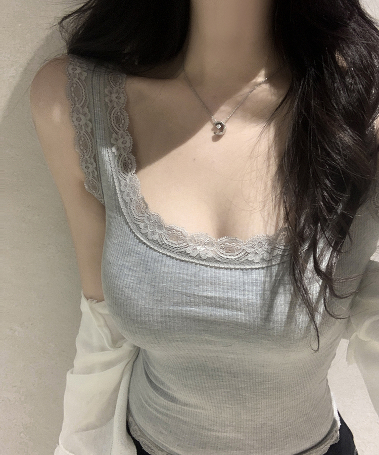 ベーシックレースUネックキャミソール MELANGE
