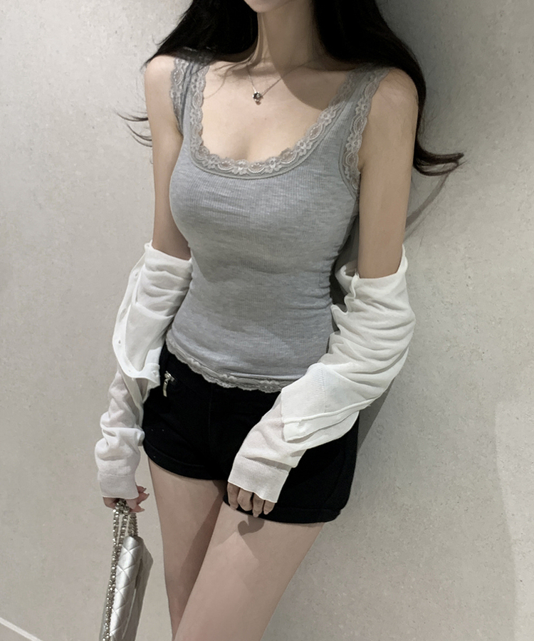 ベーシックレースUネックキャミソール MELANGE
