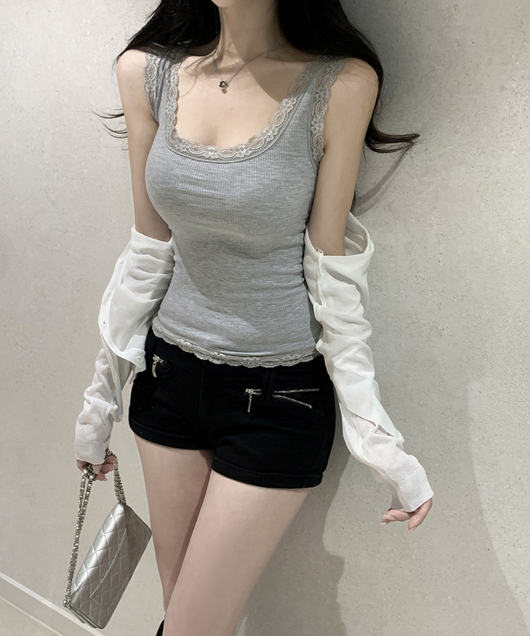 ベーシックレースUネックキャミソール MELANGE