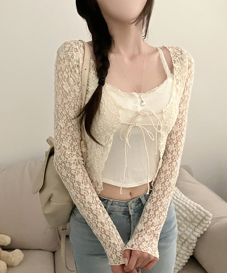 블룸 레이스 볼레로 가디건 크림
