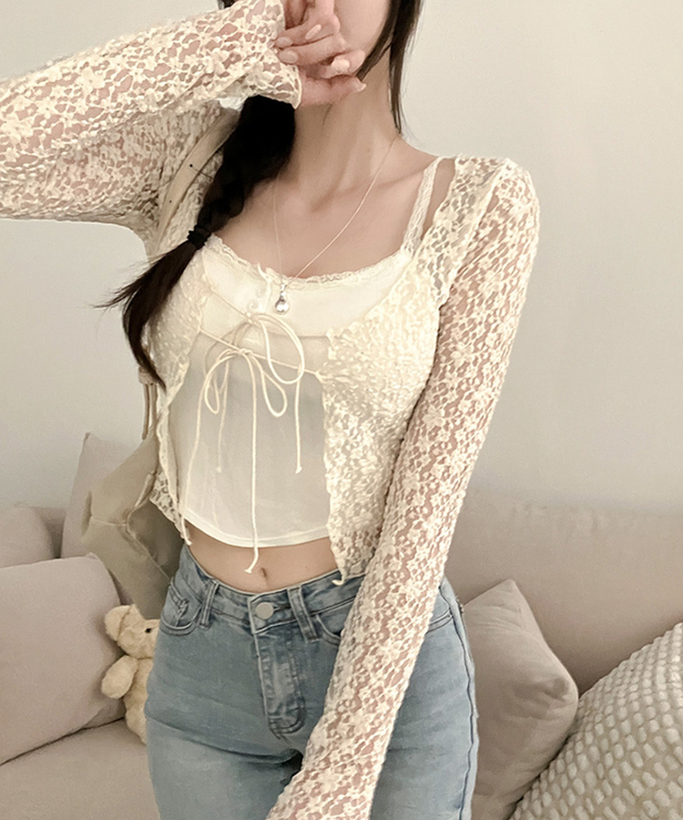 블룸 레이스 볼레로 가디건 크림