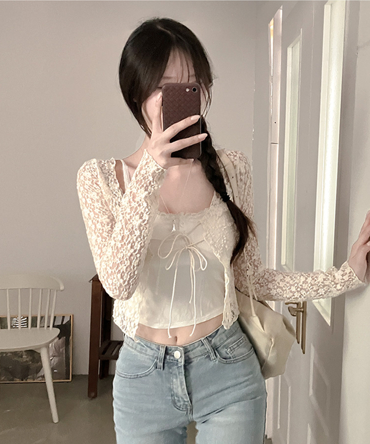 블룸 레이스 볼레로 가디건 크림
