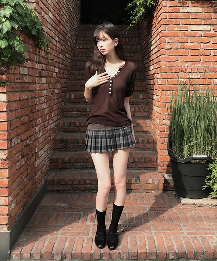 プレッピーチェックプリーツスカート BLACK