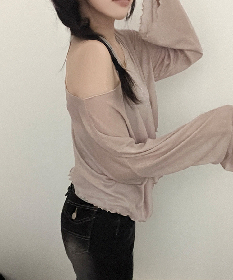 트릭 홀터 여리핏 오프 날라리 티셔츠 투피스 세트 베이지