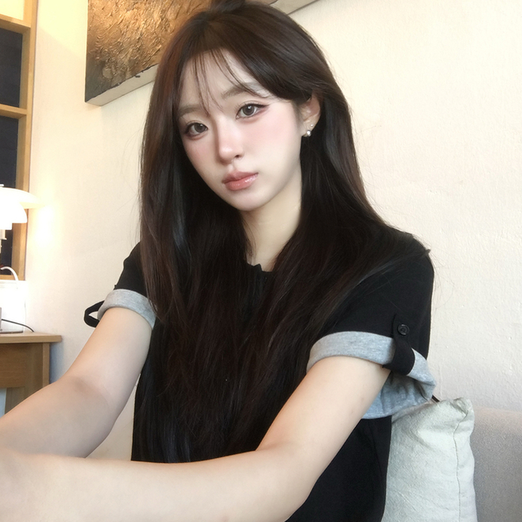 소매 널널핏 주니 헨리넥 단추 여름 루즈핏 롤업 반팔 티셔츠 데일리 오버핏 버튼 반팔티 레이어드 배색 상의 6color 블랙