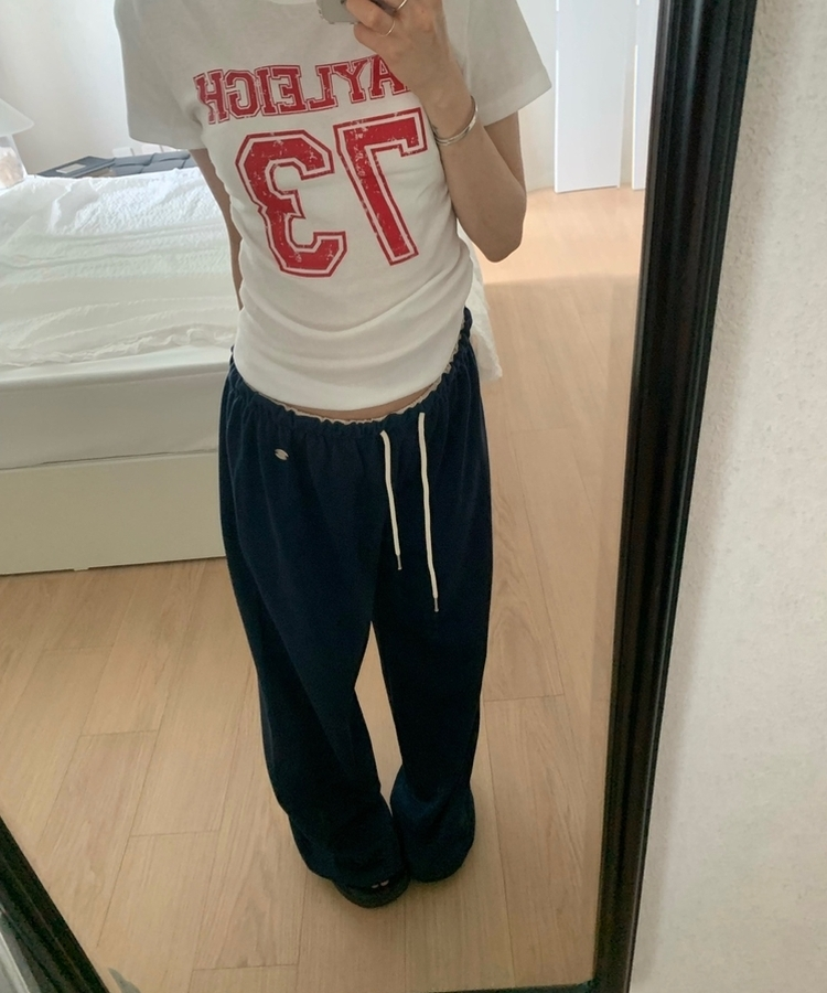 ウエストバンディングストレートパンツ(6color) NAVY