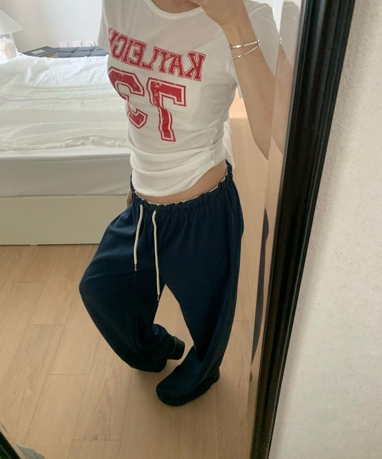 ウエストバンディングストレートパンツ(6color) NAVY