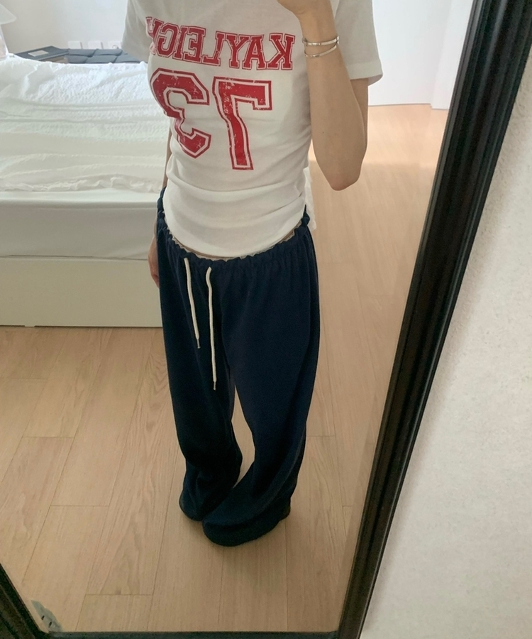 ウエストバンディングストレートパンツ(6color) NAVY