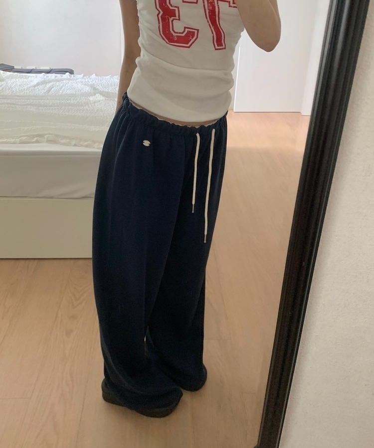 ウエストバンディングストレートパンツ(6color) NAVY