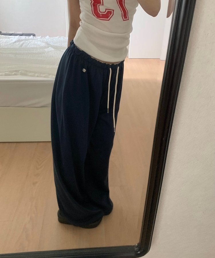 ウエストバンディングストレートパンツ(6color) NAVY