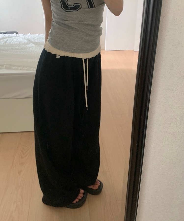 ウエストバンディングストレートパンツ(6color) BLACK