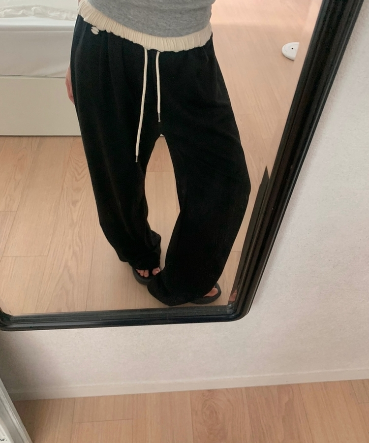 ウエストバンディングストレートパンツ(6color) BLACK