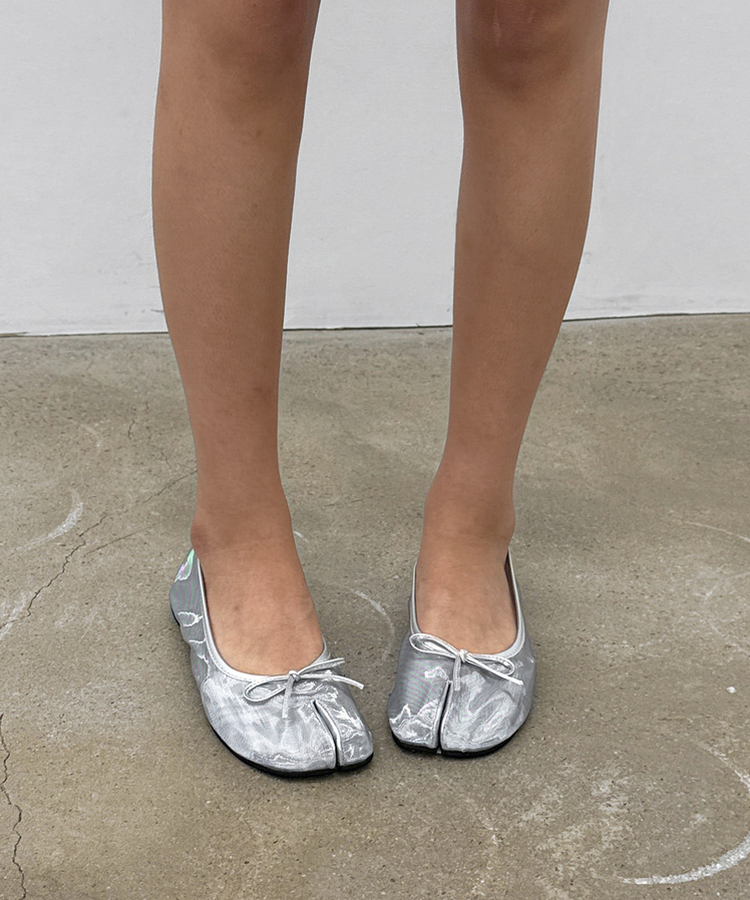 メッシュタビフラットシューズ(5color) SILVER