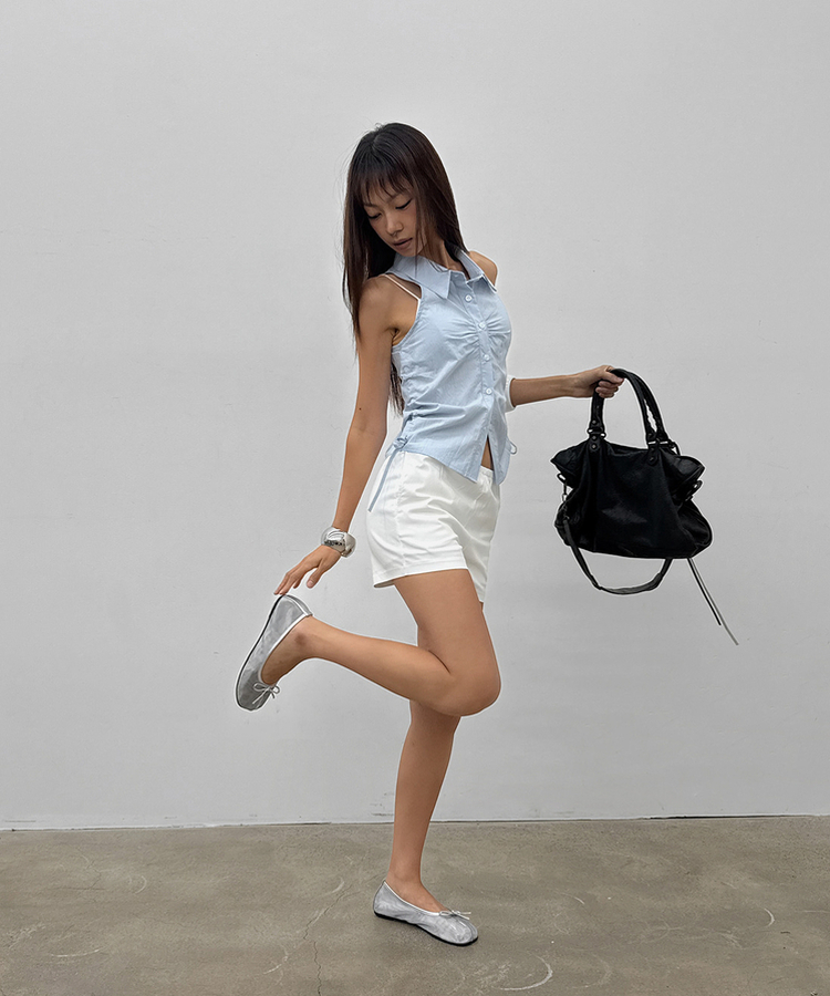メッシュタビフラットシューズ(5color) SILVER