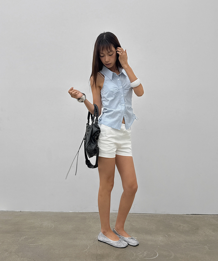 メッシュタビフラットシューズ(5color) SILVER