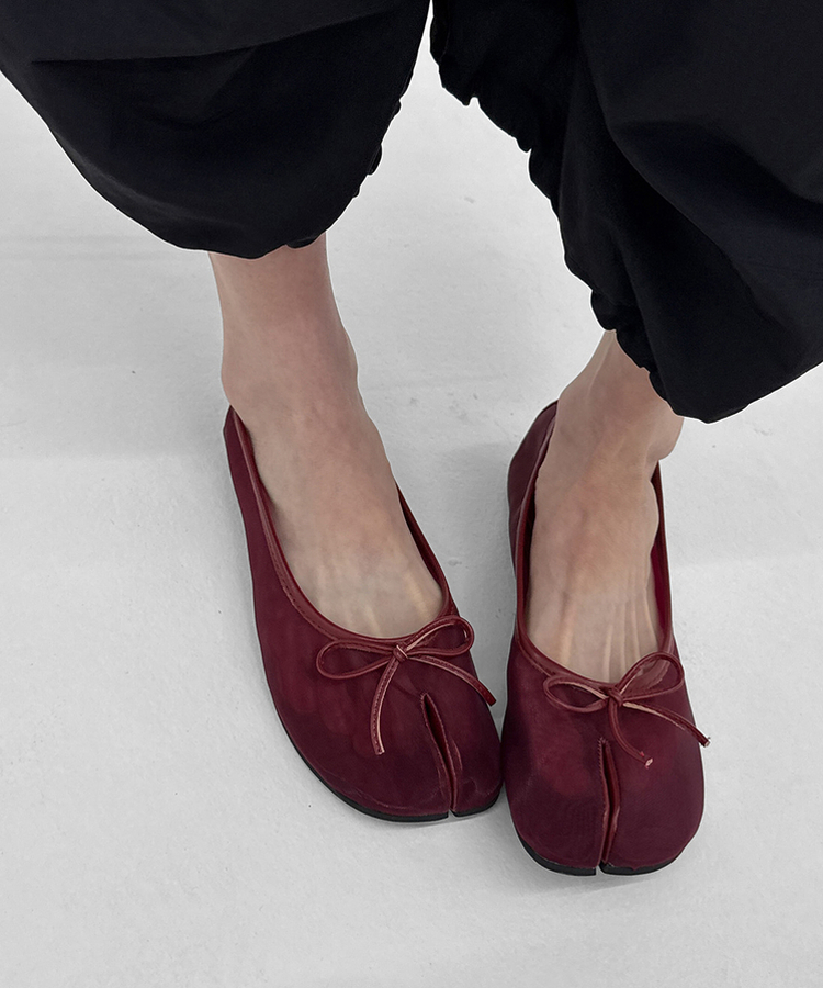 メッシュタビフラットシューズ(5color) WINE