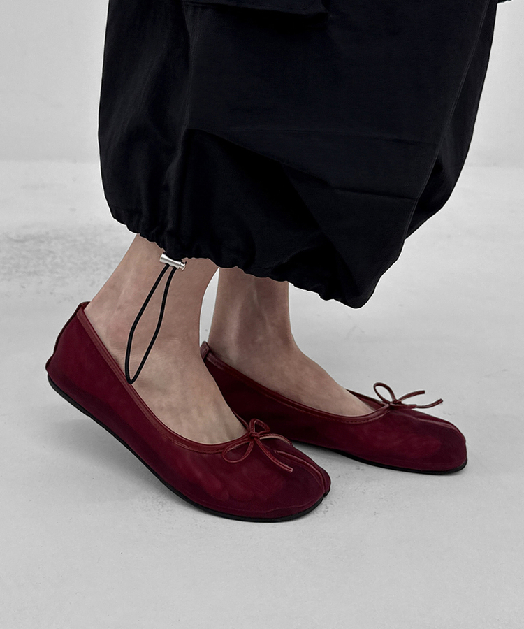 メッシュタビフラットシューズ(5color) WINE