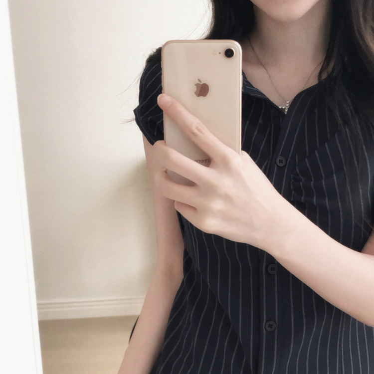 ピンタックシャーリングストライプシャツ NAVY