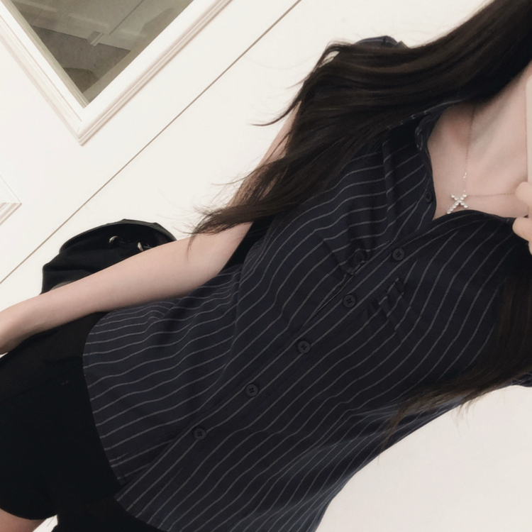ピンタックシャーリングストライプシャツ NAVY