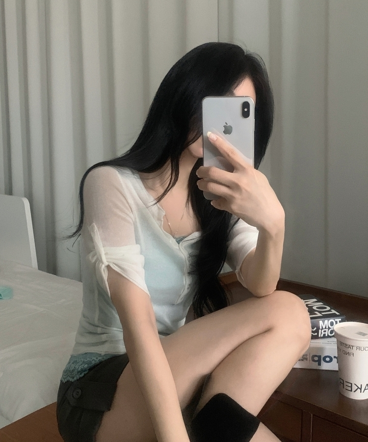 바온 헨리넥 롤업 7부 반팔니트 3color 아이보리