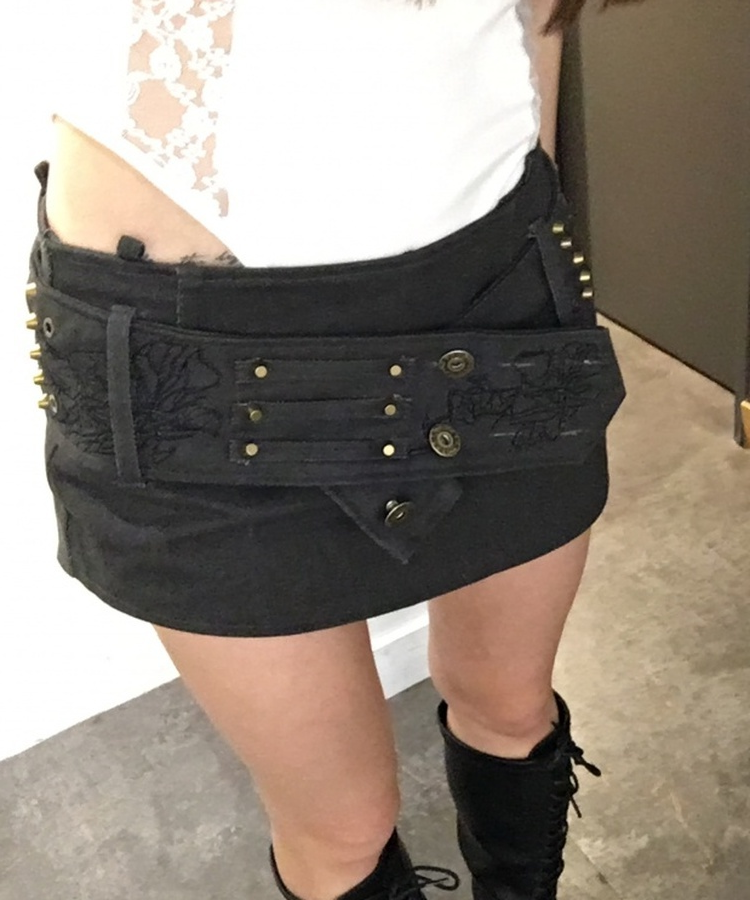 ローズステッチスカート BLACK
