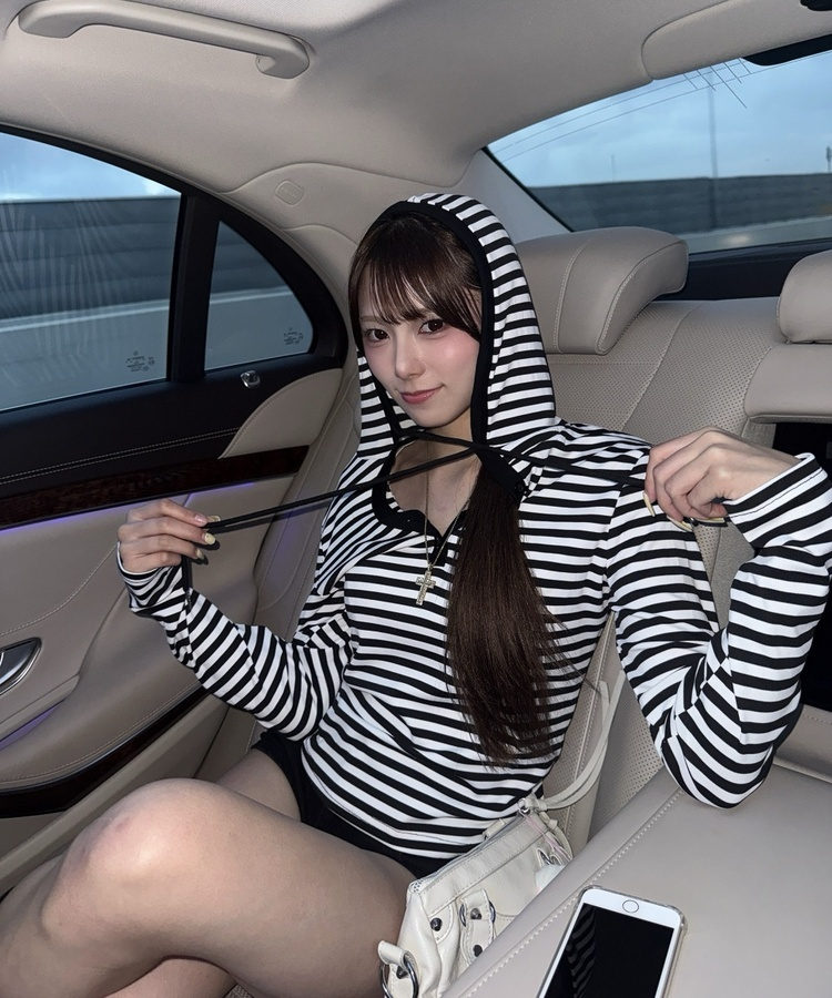 ボーダーフードTシャツ WHITE