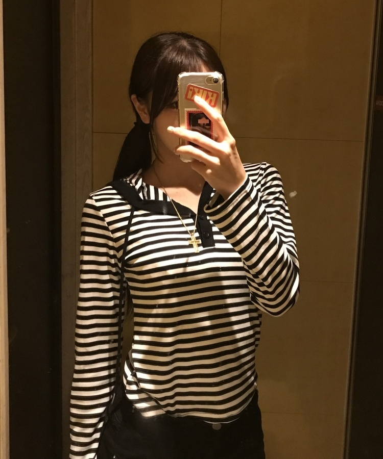ボーダーフードTシャツ WHITE