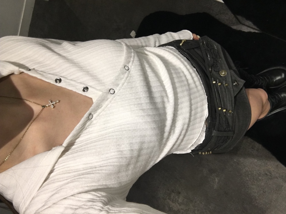 カシュクール長袖フードトップス WHITE
