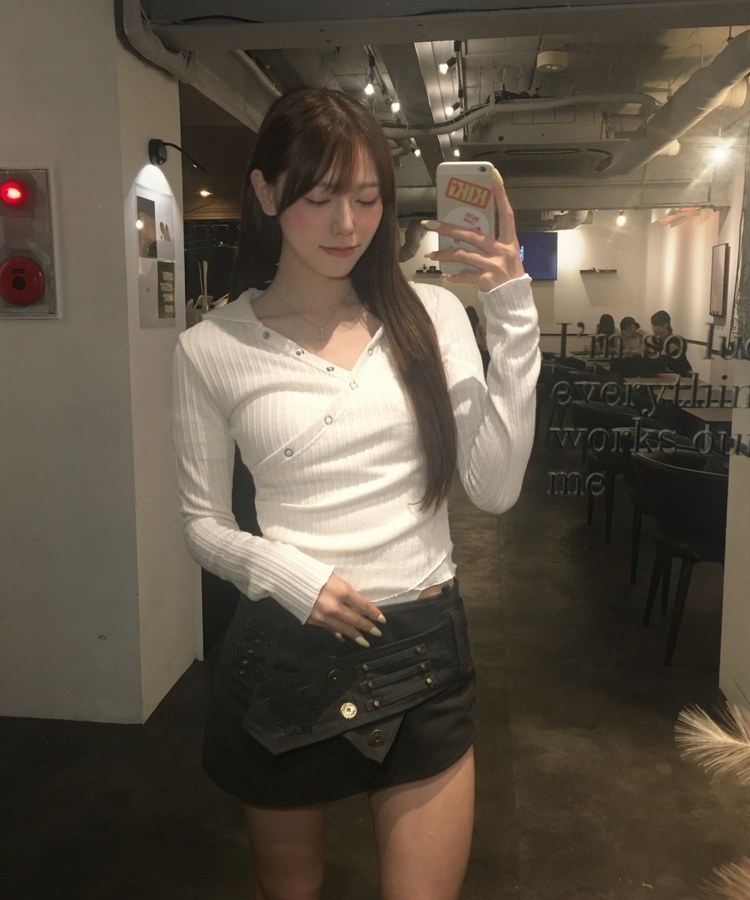 カシュクール長袖フードトップス WHITE