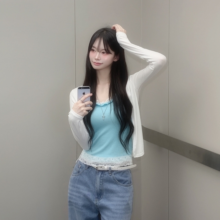 부드러운 차르르 오픈 여름 숄가디건 팔뚝살커버 살탐방지 민트코어 아이보리