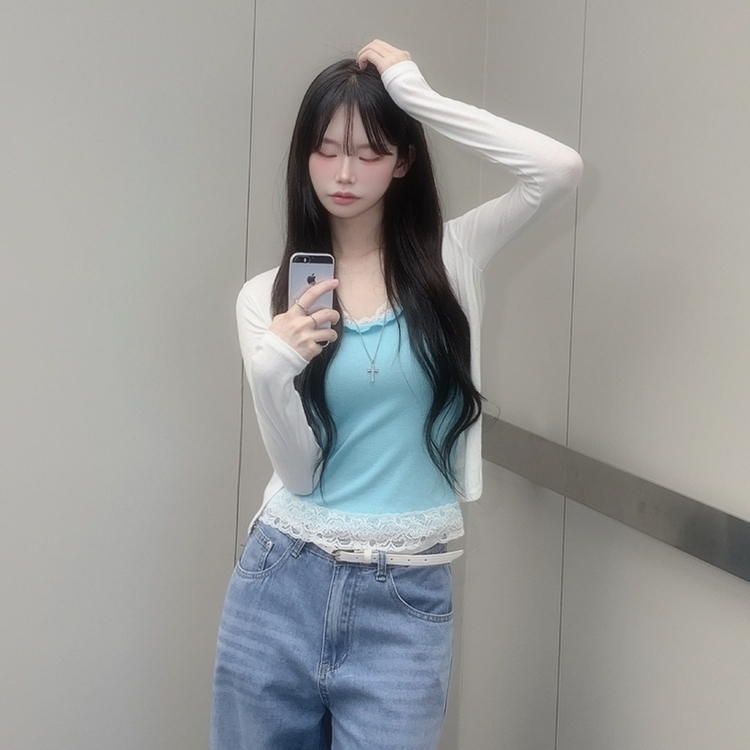 부드러운 차르르 오픈 여름 숄가디건 팔뚝살커버 살탐방지 민트코어 아이보리