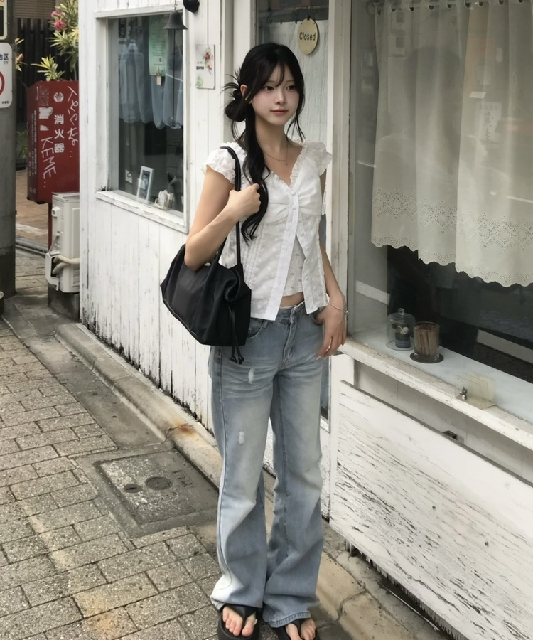 絞りデザインショルダーバッグ BLACK