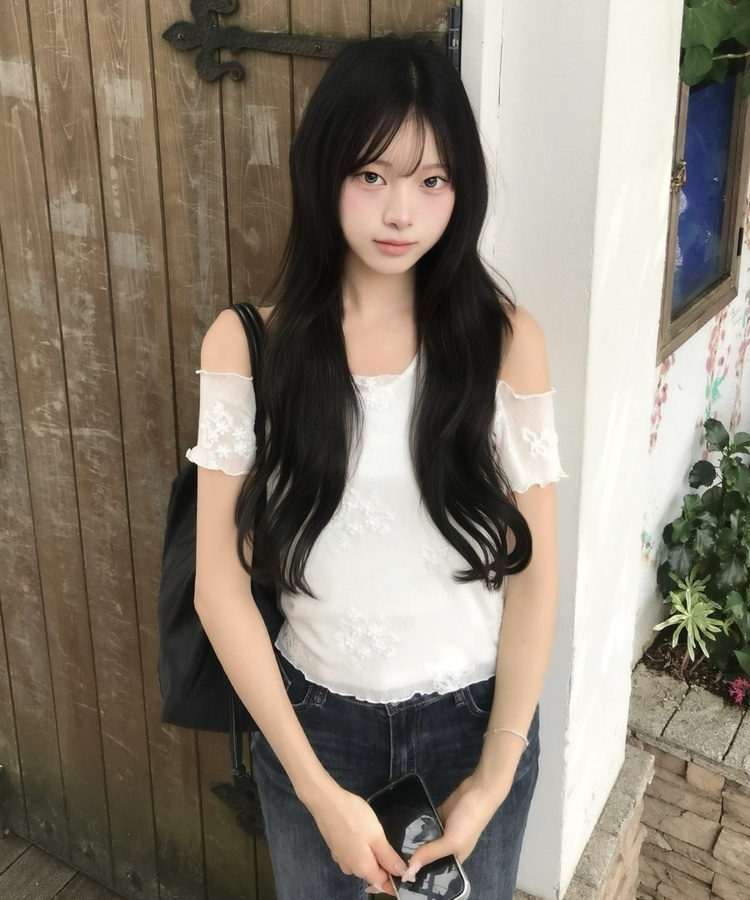 絞りデザインショルダーバッグ BLACK