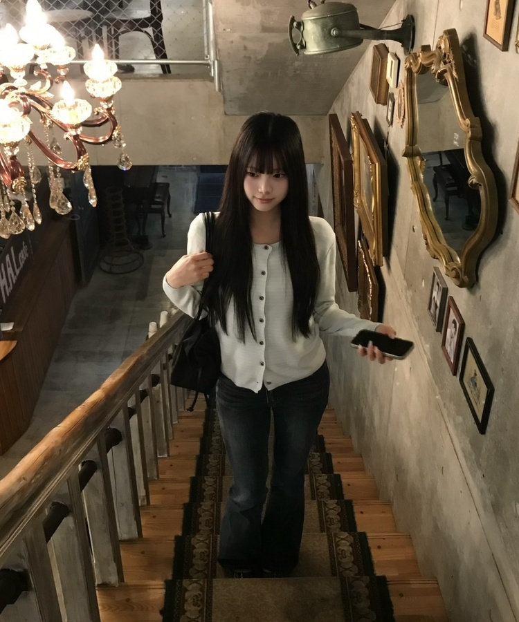 보더 니트 가디건 민트
