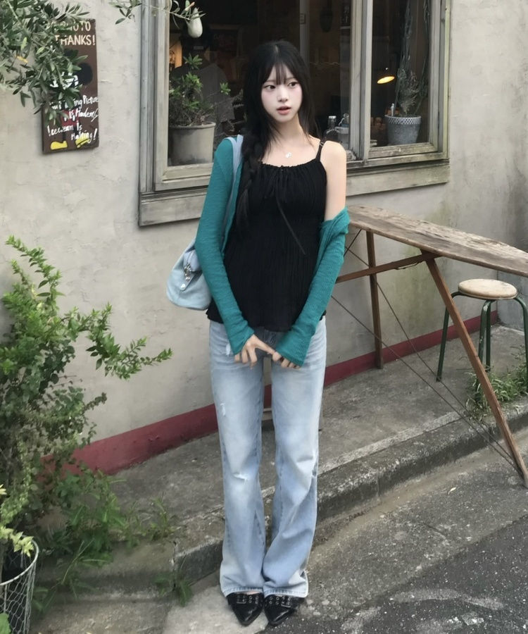 여름 오픈 가디건 청록