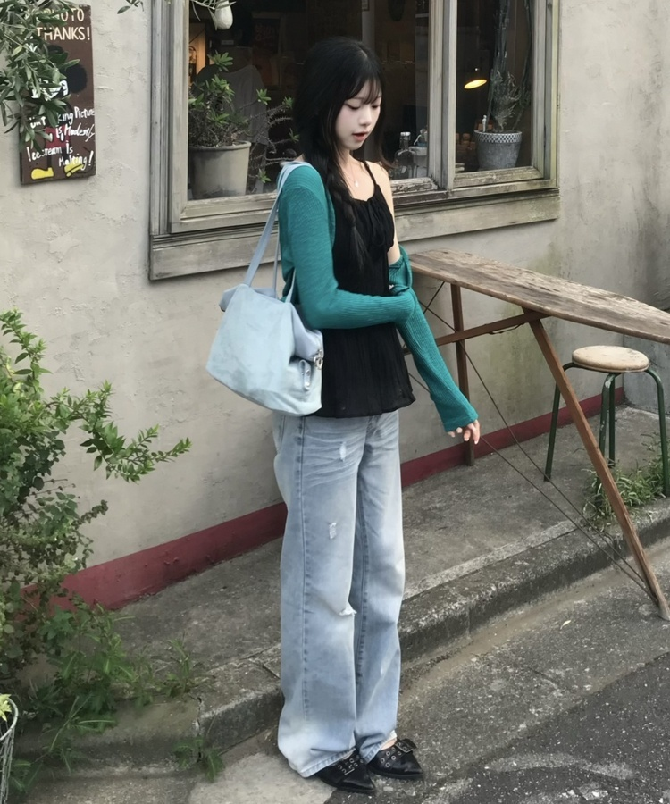 여름 오픈 가디건 청록