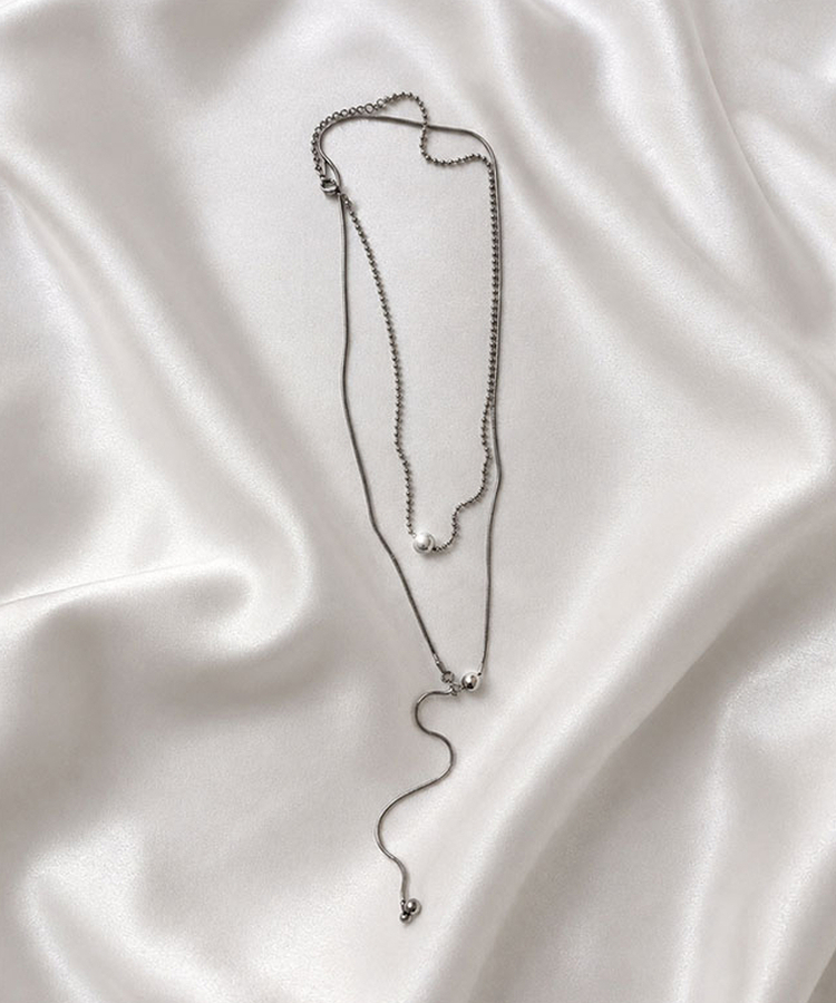 링링 레이어드 실버 원형 팬던트 롱 목걸이 데일리 유니크 빈티지 코디템 코디아이템 코디필수 사계절템코디필수템