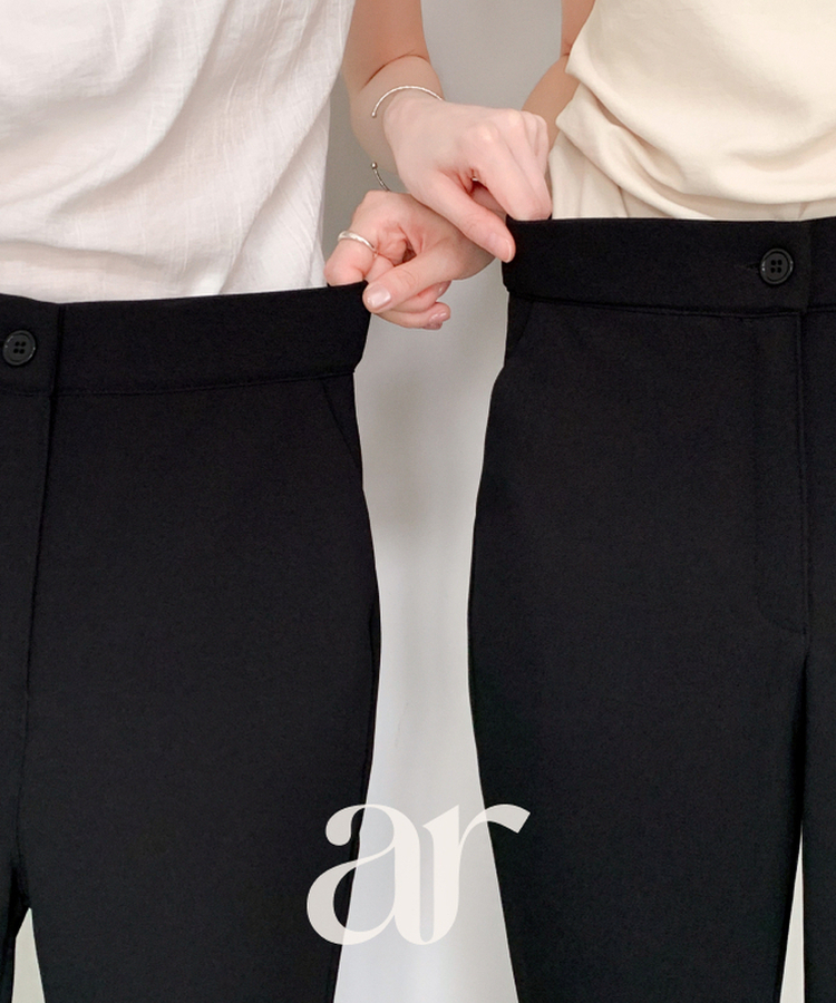 （2丈／S-2XL／しっかりスパン／ボディ補正フィット）2丈 スパン ブーツカット スラックス BLACK