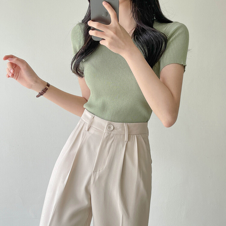 [S~2XL/기획특가]찰랑 핀턱 와이드 슬랙스 라이트베이지