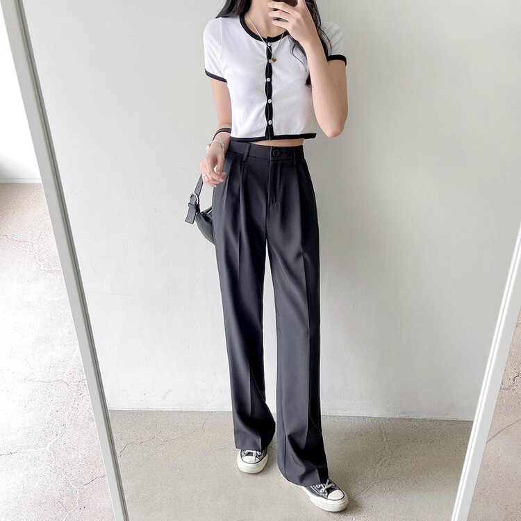 [S~2XL/기획특가]찰랑 핀턱 와이드 슬랙스 블랙