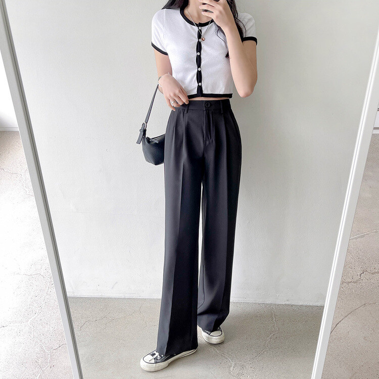 [S~2XL/기획특가]찰랑 핀턱 와이드 슬랙스 블랙