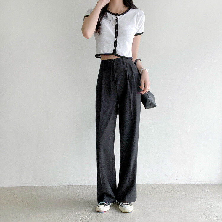 [S~2XL/기획특가]찰랑 핀턱 와이드 슬랙스 블랙