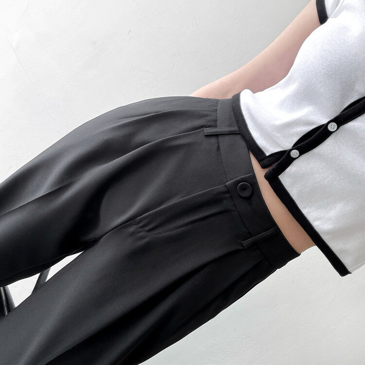 [S~2XL/기획특가]찰랑 핀턱 와이드 슬랙스 블랙